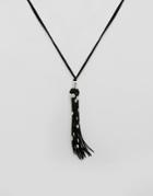 Asos Festival Bead Tassel Necklace - Black