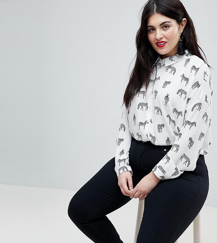 Asos Curve Shirt In Zebra Print - Multi