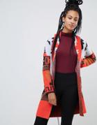 Esprit Geo-tribal Print Cardigan In Red - Red
