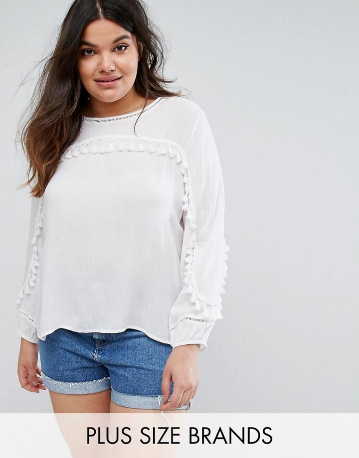 Missguided Plus Tassel Detail Blouse - White