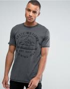Esprit Slim Fit T-shirt In Oil Wash With Graphic Print - Gray