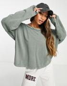 Free People Slouchy Sweatshirt In Pine Green