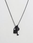 Chained & Able Lock And Key Bunch Necklace - Black