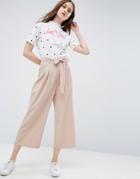Asos Tailored Culotte With Tie Waist - Stone