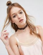 Asos Locket Lace Choker - Black