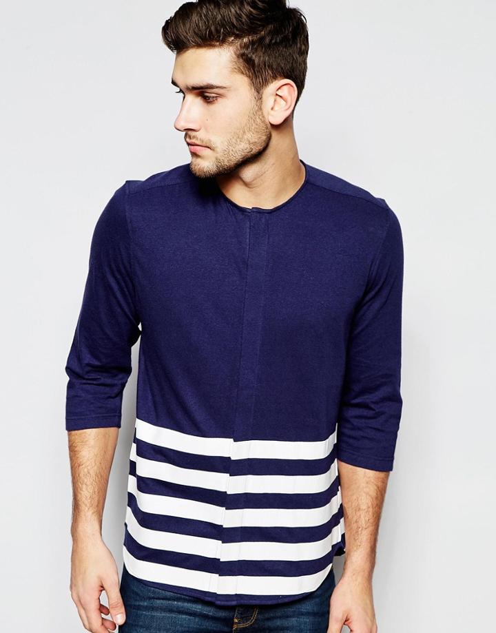 Asos Breton Shirt In Jersey With Half Sleeve