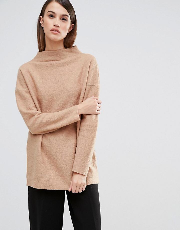 Selected Darla Funnel Neck Knitted Sweater - Tan