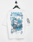 Bershka T-shirt With Samurai Back Print In White