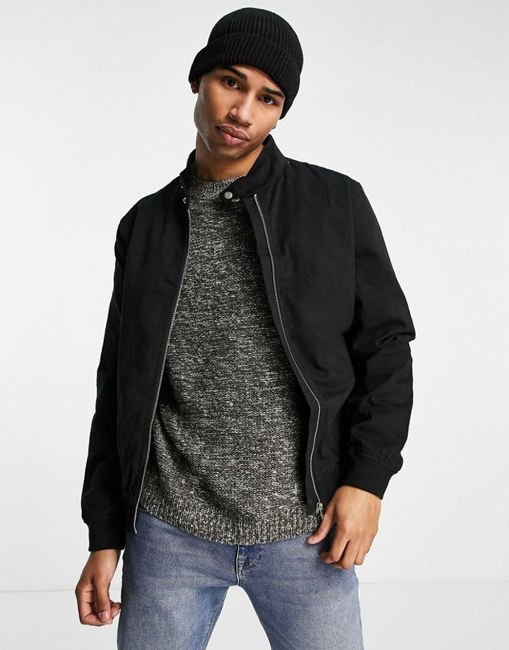 New Look Funnel Neck Harrington Jacket In Black