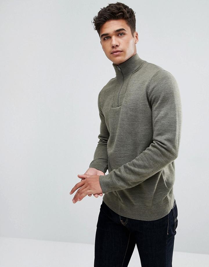 Abercrombie & Fitch Shawl Knit Sweater In Olive - Green