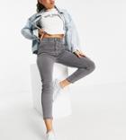 Pull & Bear Petite High Waisted Ultra Skinny Basic Jean In Gray-grey