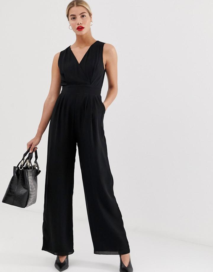 Yumi Tailored V Neck Jumpsuit-black