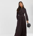 Glamorous Maxi Shirt Dress With Pleated Skirt In Ladybird Print Satin