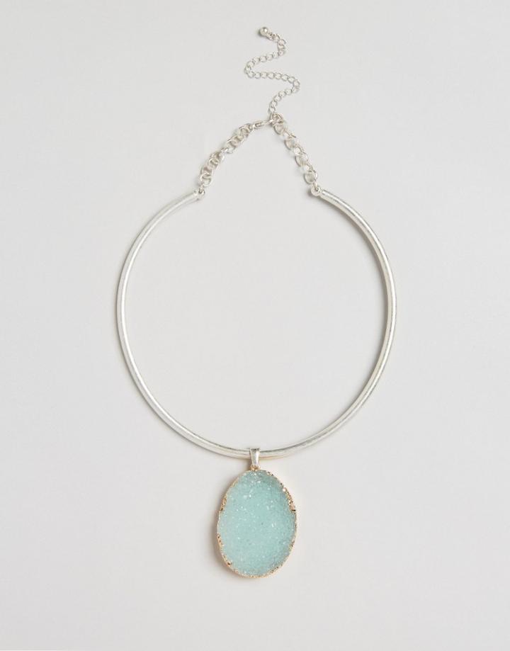 Nylon Collar Necklace With Drop Stone