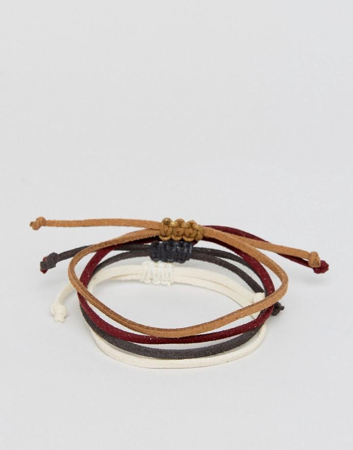 Asos Faux Leather Bracelet Pack In Brown And Rust - Multi