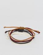 Asos Faux Leather Bracelet Pack In Brown And Rust - Multi