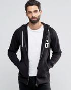 Only & Sons Zip Through Hoodie With Chest Embroidery - Black