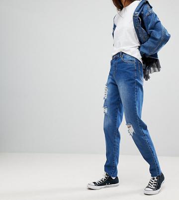 Kubban Tall Core Destroyed Mom Jeans - Blue