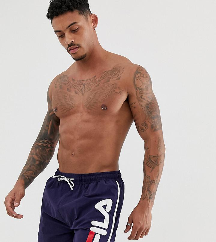 Fila Runner Swim Shorts With Logo In Navy