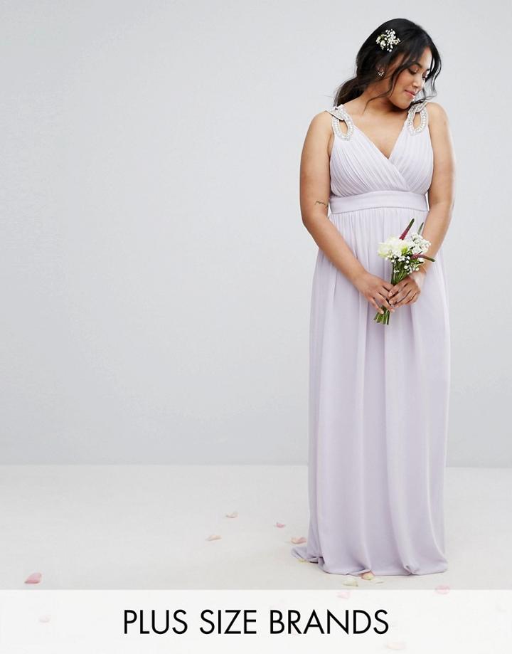 Tfnc Plus Wedding Wrap Embellished Maxi Dress - Purple