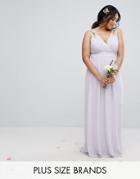 Tfnc Plus Wedding Wrap Embellished Maxi Dress - Purple