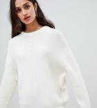 Bershka Knitted Sweater In Cream - White