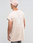 Asos T-shirt With Board To Death Skull Skateboard Print - Rose Dust