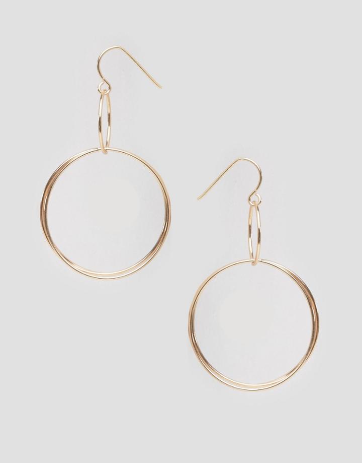 Nylon Double Hoop Earrings - Gold