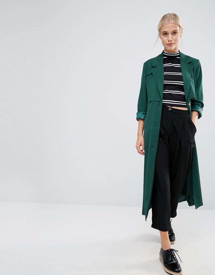Monki Trench Coat - Green