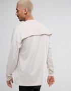 Asos Oversized Long Sleeve T-shirt With Storm Flap - Pink