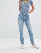 Monki Kimomo Light Wash Mom Jeans - Blue