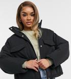Asos Design Petite Chuck On Puffer Jacket In Charcoal - Gray-grey