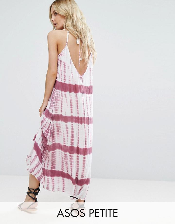 Asos Petite Maxi Beach Dress In Tie Dye Print - Multi