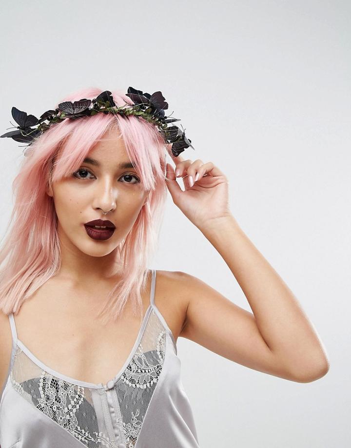 Orelia Halloween Black Butterfly Hair Crown - Black