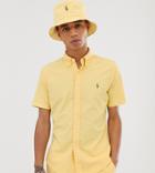 Polo Ralph Lauren Exclusive To Asos Short Sleeve Garment Dyed Oxford Shirt Slim Fit Multi Player Logo In Yellow