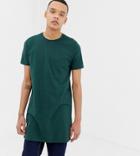 Asos Design Tall Super Longline T-shirt With Crew Neck In Khaki - Green