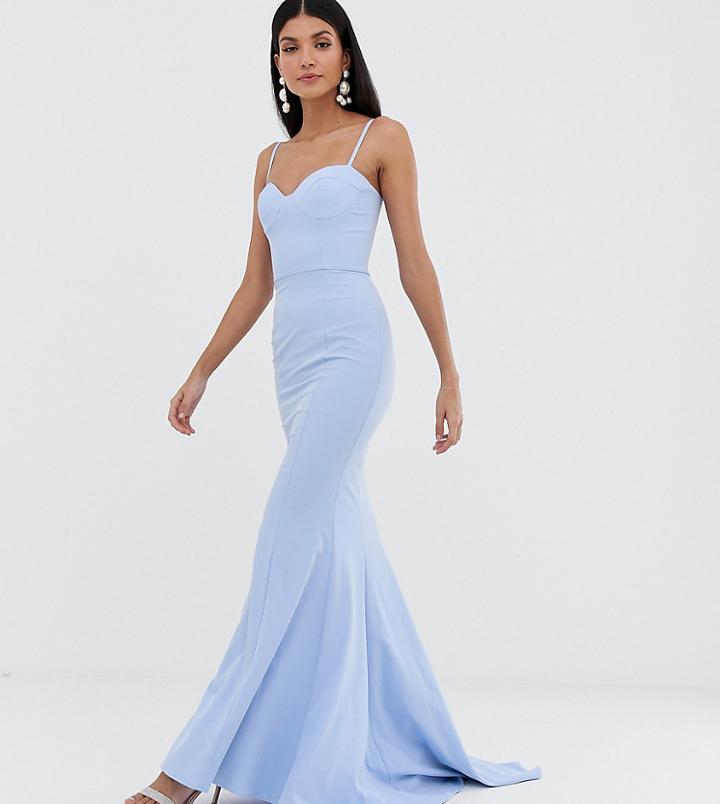 Jarlo Tall Cami Strap Maxi Dress With Button Back Detail In Blue