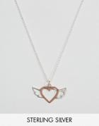 Asos Rose Gold Sterling Silver Heart Wing Necklace - Copper