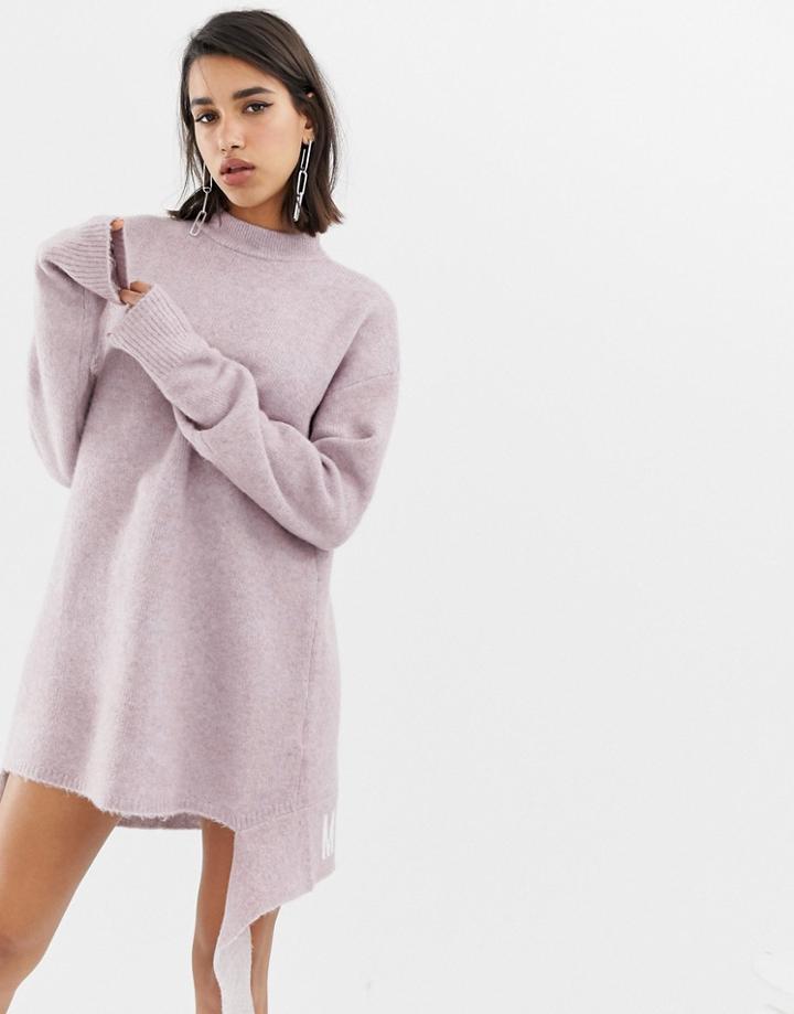 Miss Sixty Knitted Logo Dress With Tie-purple