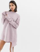 Miss Sixty Knitted Logo Dress With Tie-purple