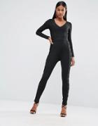 Wow Couture Bandage Jumpsuit With Mesh Panels - Black