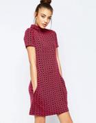 Hedonia Ziggy High Neck Shift Dress In Geo Jacquard - Pink