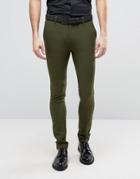 Asos Super Skinny Wool Feel Heritage Smart Pants In Khaki - Green