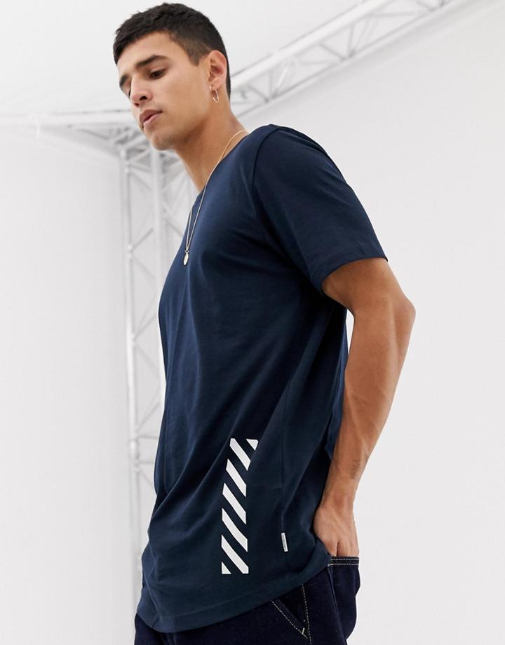 Jack & Jones Core T-shirt With Curved Hem-navy