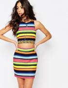 Jaded London Festival Crop Top In Stripe With Cut Out Back Co-ord - Multi