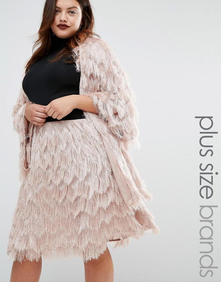 Elvi Oversized Tassel Kimono - Pink