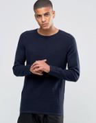 Selected Homme Ribbed Raglan Crew Neck - Navy Blazer