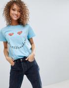 Asos Valentines T-shirt With Heartbreaker Print - Blue