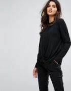 Y.a.s Knotted Long Sleeve Top - Black