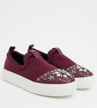 Simply Be Wide-fit Studded Sneaker In Burgundy-red
